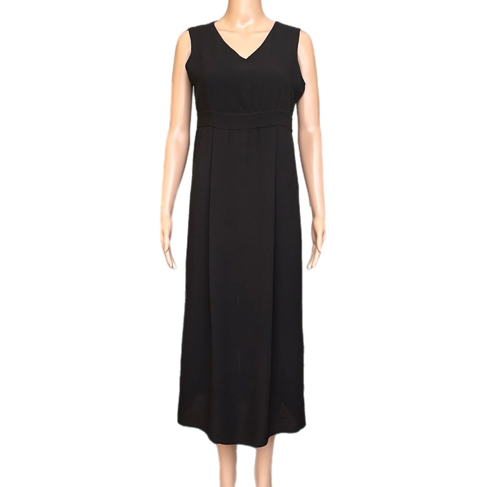 Eileen Fisher Black 100% Silk Dress Sleeveless Pull On Size M / 10-12